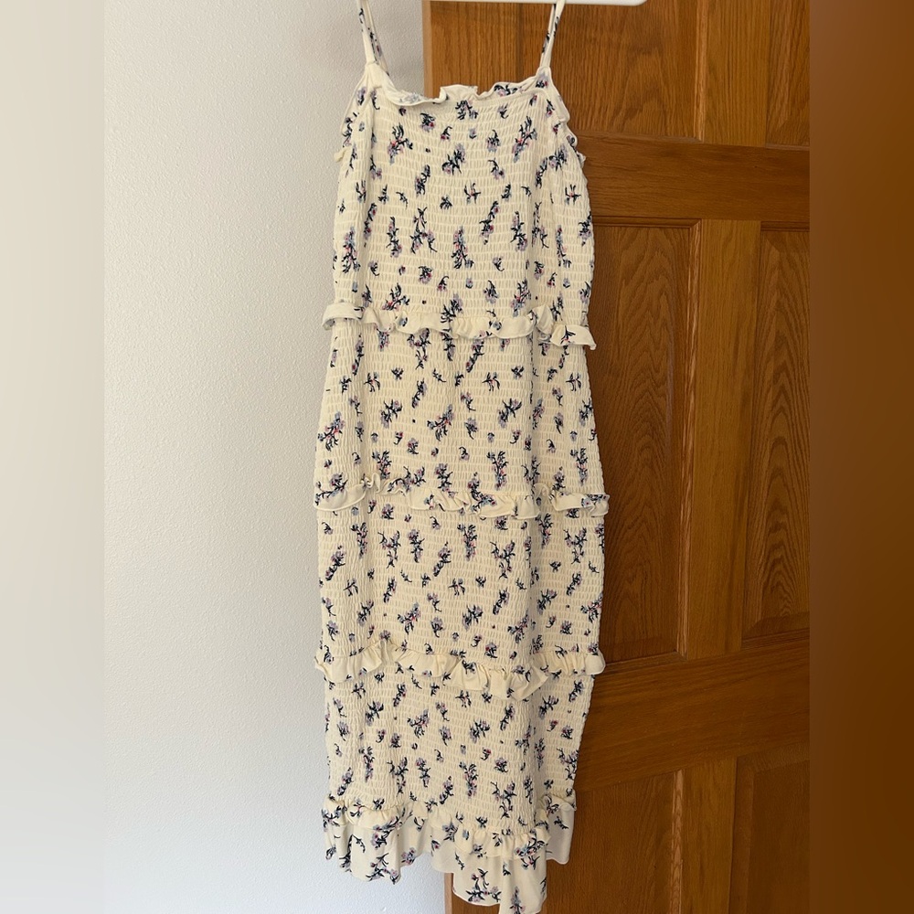 Floral Ruffle Smocked Midi Dress